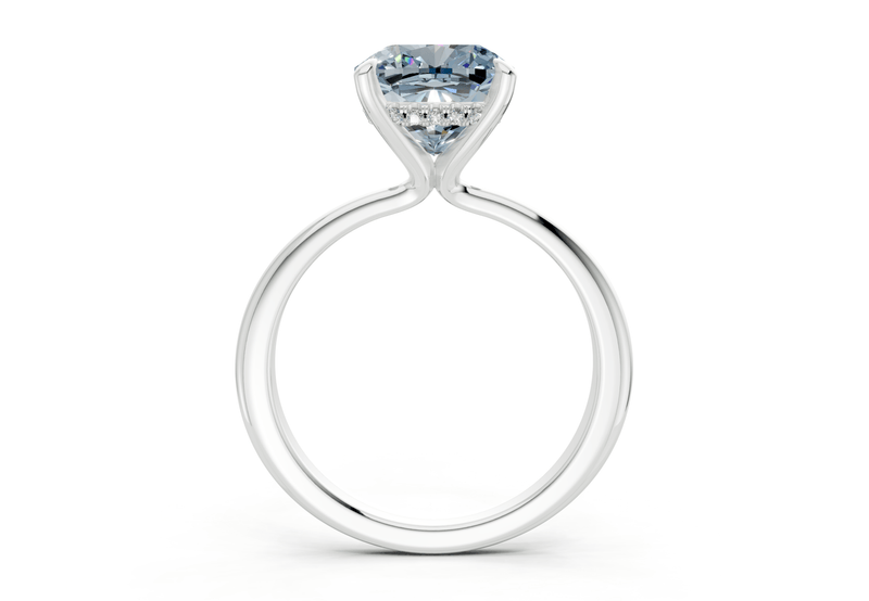 Marlowe Blue Diamond Solitaire Cushion Squareuare Cut 1.6mm Engagement Ring - Ring Premier