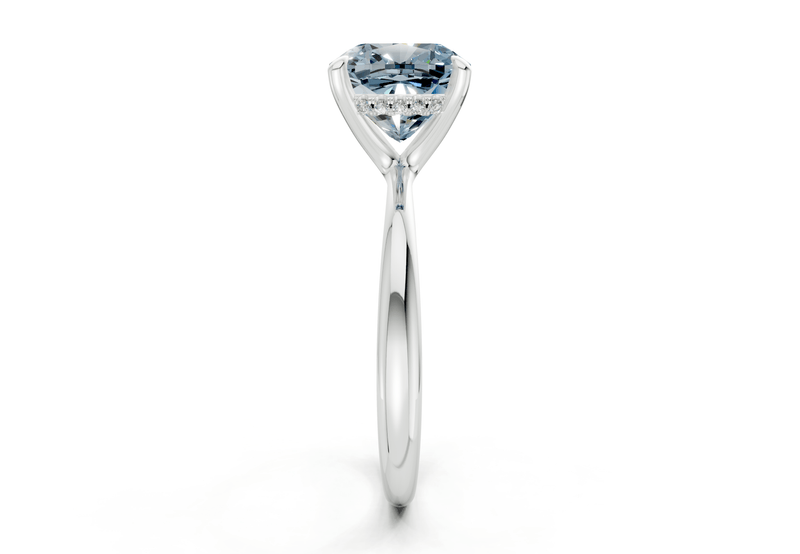 Marlowe Blue Diamond Solitaire Cushion Squareuare Cut 1.6mm Engagement Ring - Ring Premier