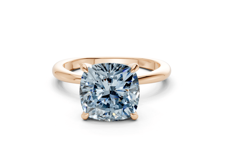 Marlowe Blue Diamond Solitaire Cushion Squareuare Cut 1.6mm Engagement Ring - Ring Premier