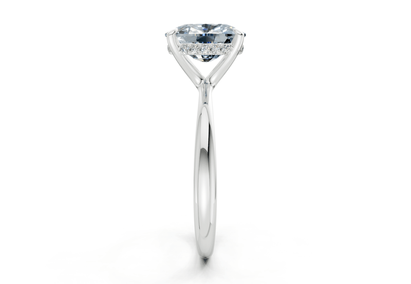 Marlowe Blue Diamond Solitaire Elongated Cushion Cut 1.6mm Engagement Ring - Ring Premier