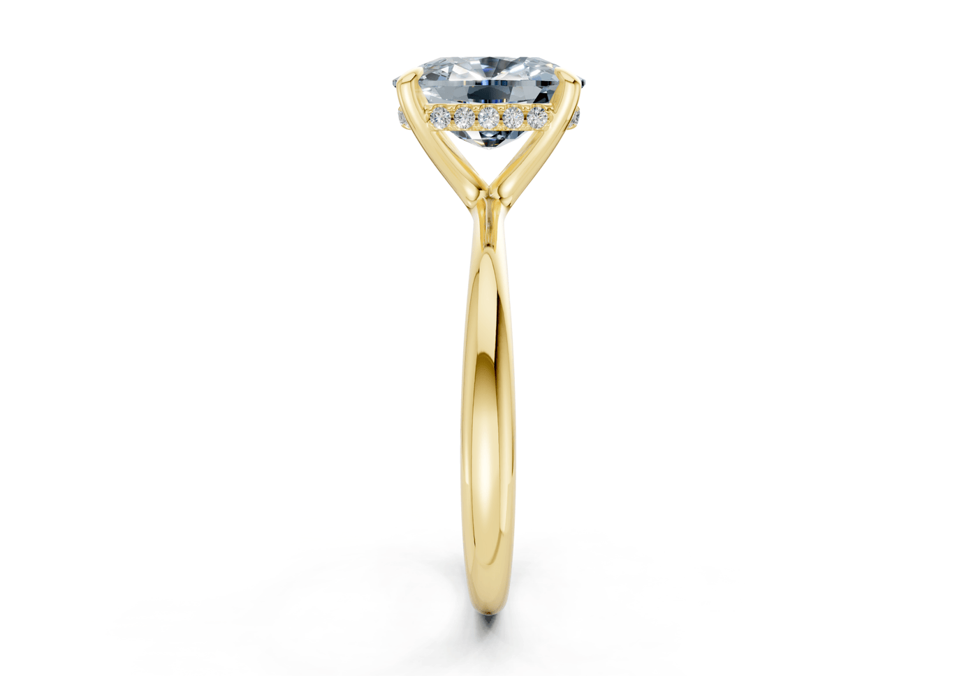 Marlowe Blue Diamond Solitaire Elongated Cushion Cut 1.6mm Engagement Ring