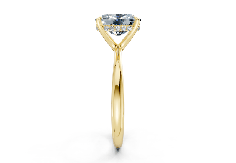 Marlowe Blue Diamond Solitaire Elongated Cushion Cut 1.6mm Engagement Ring - Ring Premier