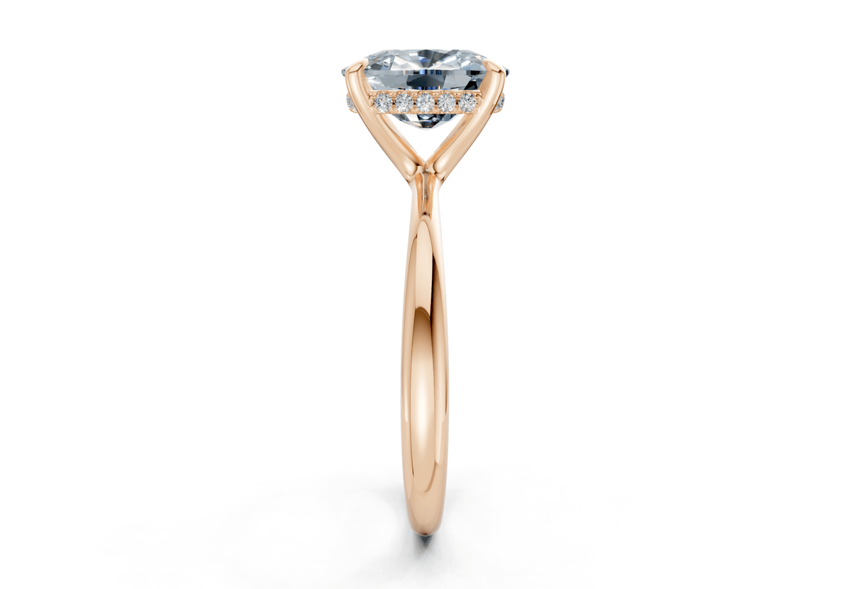 Marlowe Blue Diamond Solitaire Elongated Cushion Cut 1.6mm Engagement Ring