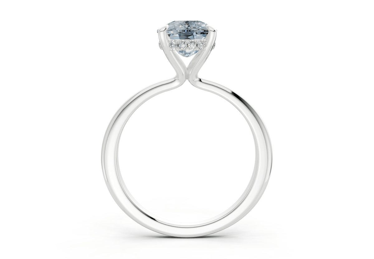 Marlowe Blue Diamond Solitaire Elongated Cushion Cut 1.6mm Engagement Ring