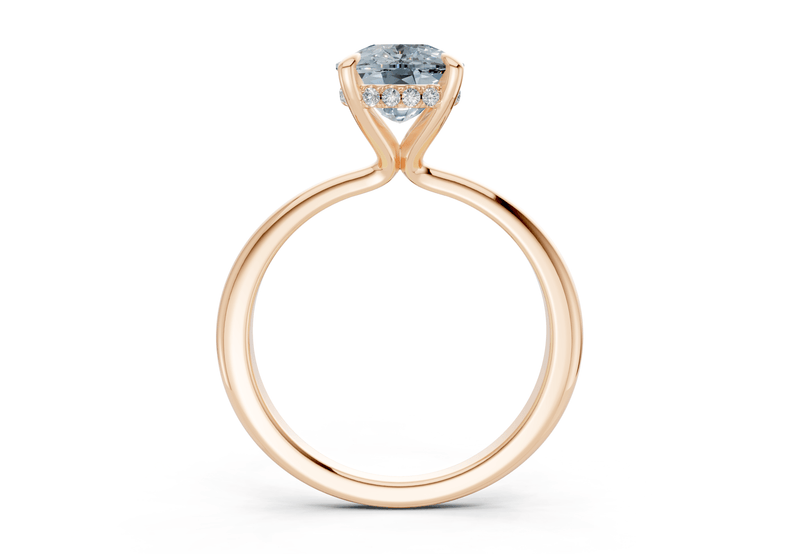 Marlowe Blue Diamond Solitaire Elongated Cushion Cut 1.6mm Engagement Ring - Ring Premier