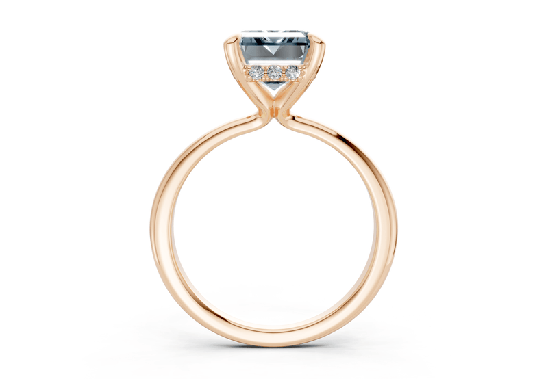 Marlowe Blue Diamond Solitaire Emerald Cut 1.6mm Engagement Ring - Ring Premier