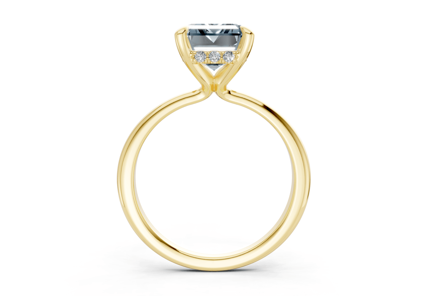 Marlowe Blue Diamond Solitaire Emerald Cut 1.6mm Engagement Ring - Ring Premier