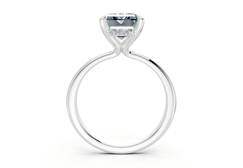 Marlowe Blue Diamond Solitaire Emerald Cut 1.6mm Engagement Ring - Ring Premier