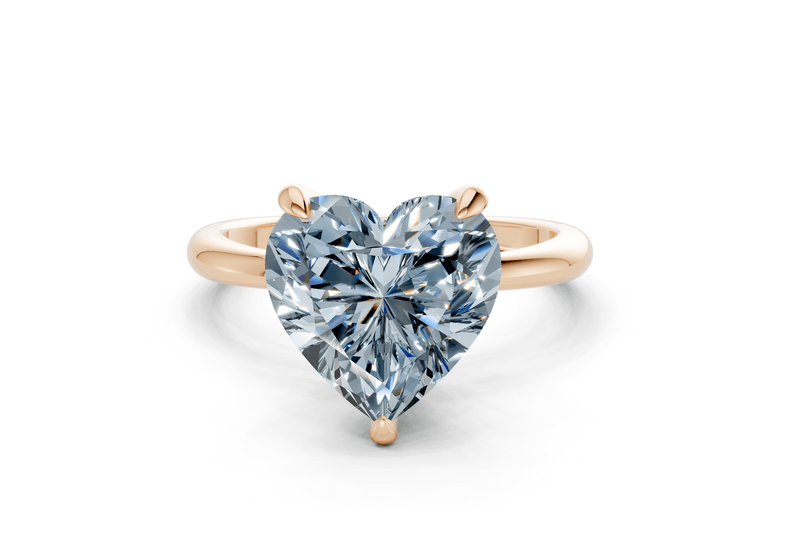 Marlowe Blue Diamond Solitaire Heart Cut 1.6mm Engagement Ring - Ring Premier