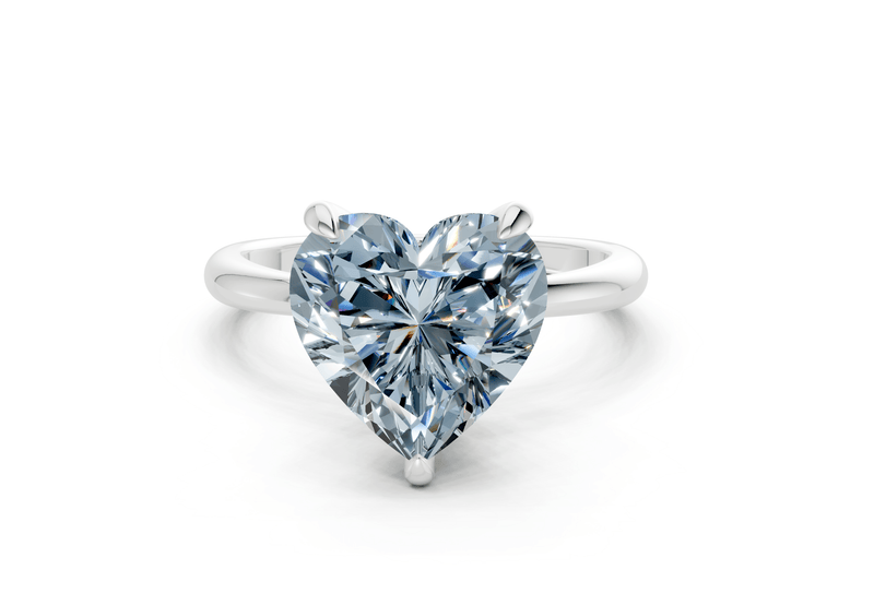 Marlowe Blue Diamond Solitaire Heart Cut 1.6mm Engagement Ring - Ring Premier