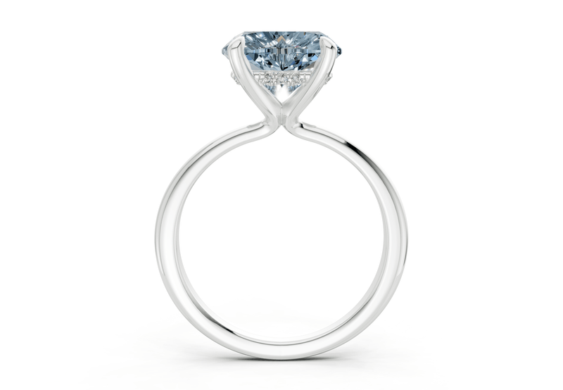 Marlowe Blue Diamond Solitaire Heart Cut 1.6mm Engagement Ring - Ring Premier