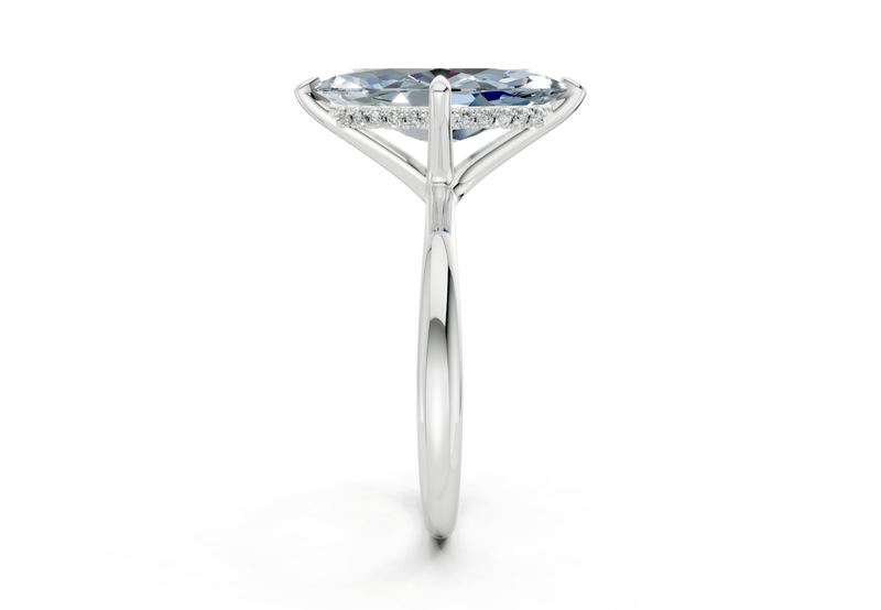 Marlowe Blue Diamond Solitaire Marquise Cut 1.6mm Engagement Ring - Ring Premier