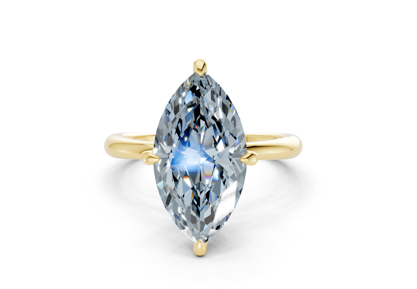Marlowe Blue Diamond Solitaire Marquise Cut 1.6mm Engagement Ring - Ring Premier