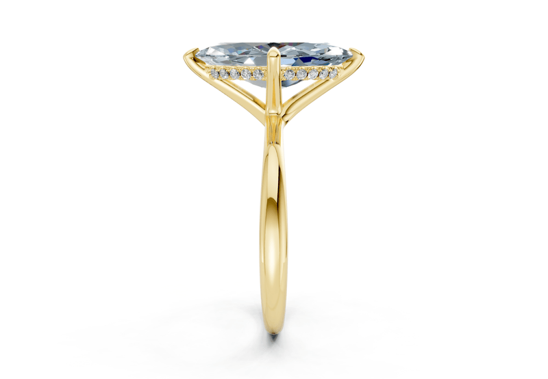 Marlowe Blue Diamond Solitaire Marquise Cut 1.6mm Engagement Ring - Ring Premier
