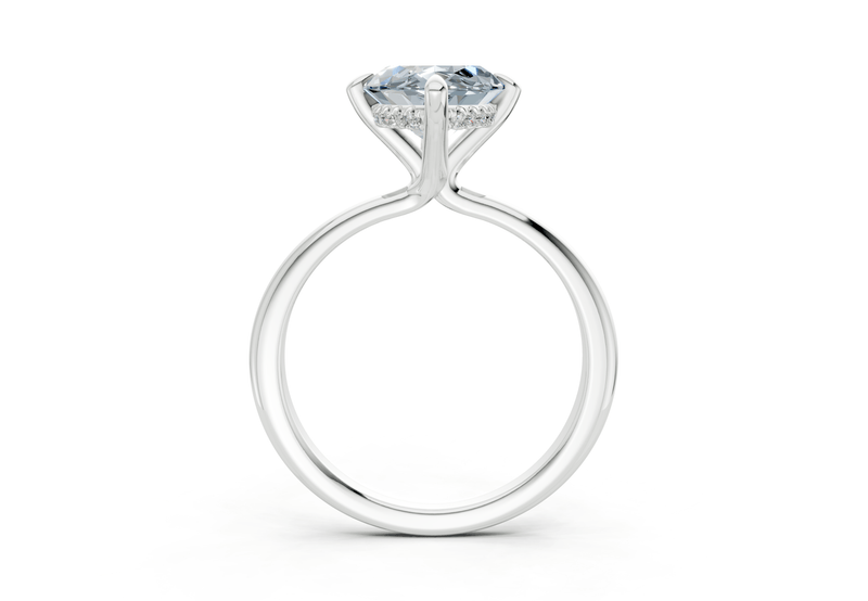 Marlowe Blue Diamond Solitaire Marquise Cut 1.6mm Engagement Ring - Ring Premier