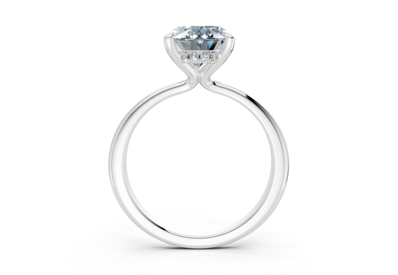 Marlowe Blue Diamond Solitaire Oval Cut 1.6mm Engagement Ring - Ring Premier