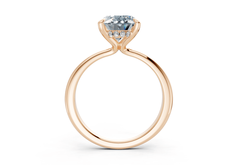 Marlowe Blue Diamond Solitaire Oval Cut 1.6mm Engagement Ring - Ring Premier