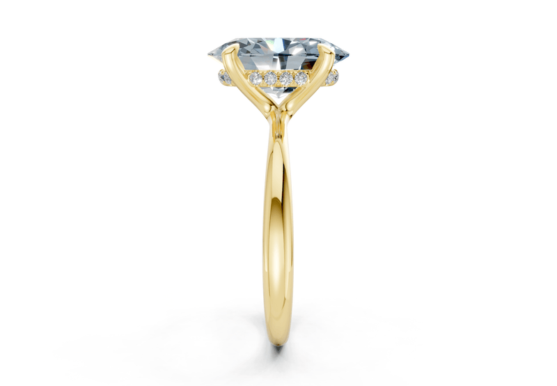 Marlowe Blue Diamond Solitaire Oval Cut 1.6mm Engagement Ring - Ring Premier