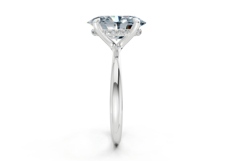 Marlowe Blue Diamond Solitaire Oval Cut 1.6mm Engagement Ring - Ring Premier