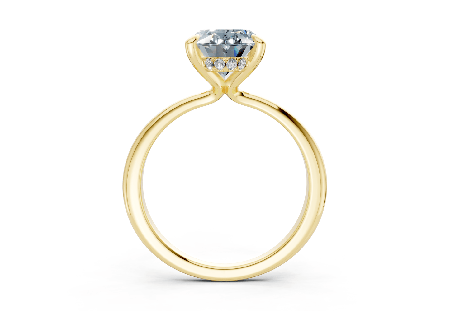 Marlowe Blue Diamond Solitaire Oval Cut 1.6mm Engagement Ring - Ring Premier