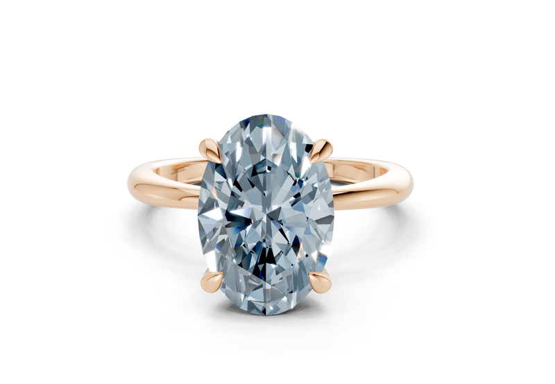 Marlowe Blue Diamond Solitaire Oval Cut 1.6mm Engagement Ring - Ring Premier