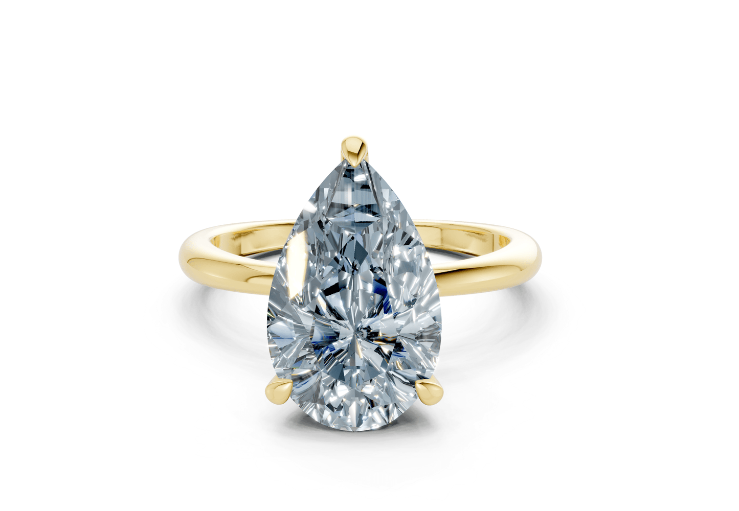 Marlowe Blue Diamond Solitaire Pear Cut 1.6mm Engagement Ring - Ring Premier