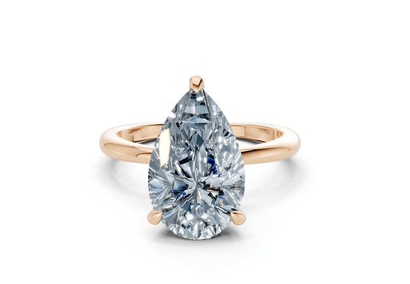 Marlowe Blue Diamond Solitaire Pear Cut 1.6mm Engagement Ring - Ring Premier