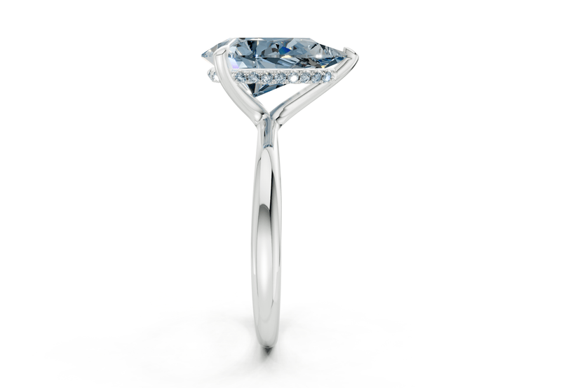 Marlowe Blue Diamond Solitaire Pear Cut 1.6mm Engagement Ring - Ring Premier