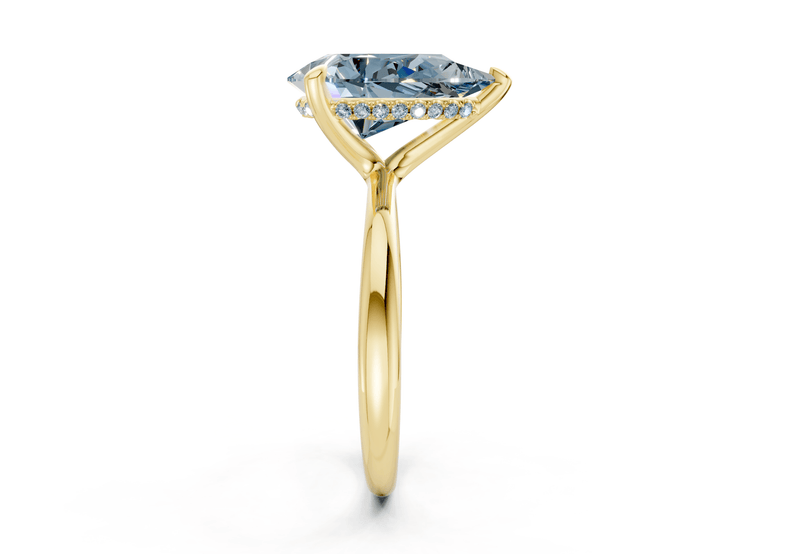 Marlowe Blue Diamond Solitaire Pear Cut 1.6mm Engagement Ring - Ring Premier