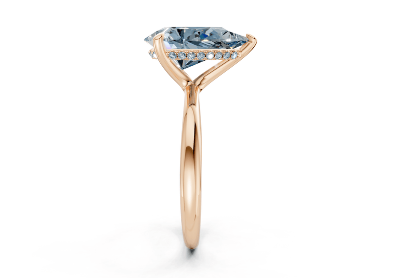 Marlowe Blue Diamond Solitaire Pear Cut 1.6mm Engagement Ring - Ring Premier