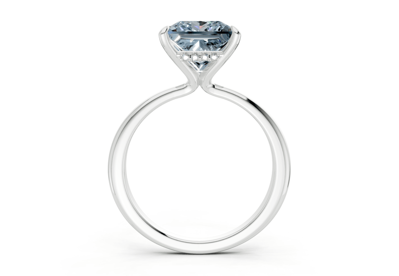 Marlowe Blue Diamond Solitaire Princess Cut 1.6mm Engagement Ring - Ring Premier