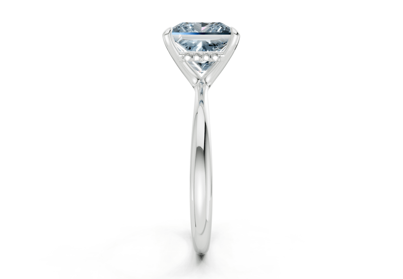 Marlowe Blue Diamond Solitaire Princess Cut 1.6mm Engagement Ring - Ring Premier