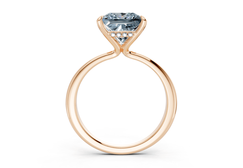 Marlowe Blue Diamond Solitaire Princess Cut 1.6mm Engagement Ring - Ring Premier