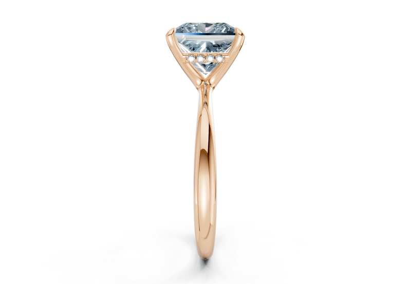 Marlowe Blue Diamond Solitaire Princess Cut 1.6mm Engagement Ring - Ring Premier