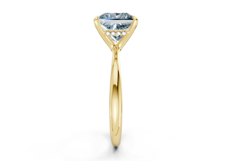 Marlowe Blue Diamond Solitaire Princess Cut 1.6mm Engagement Ring - Ring Premier