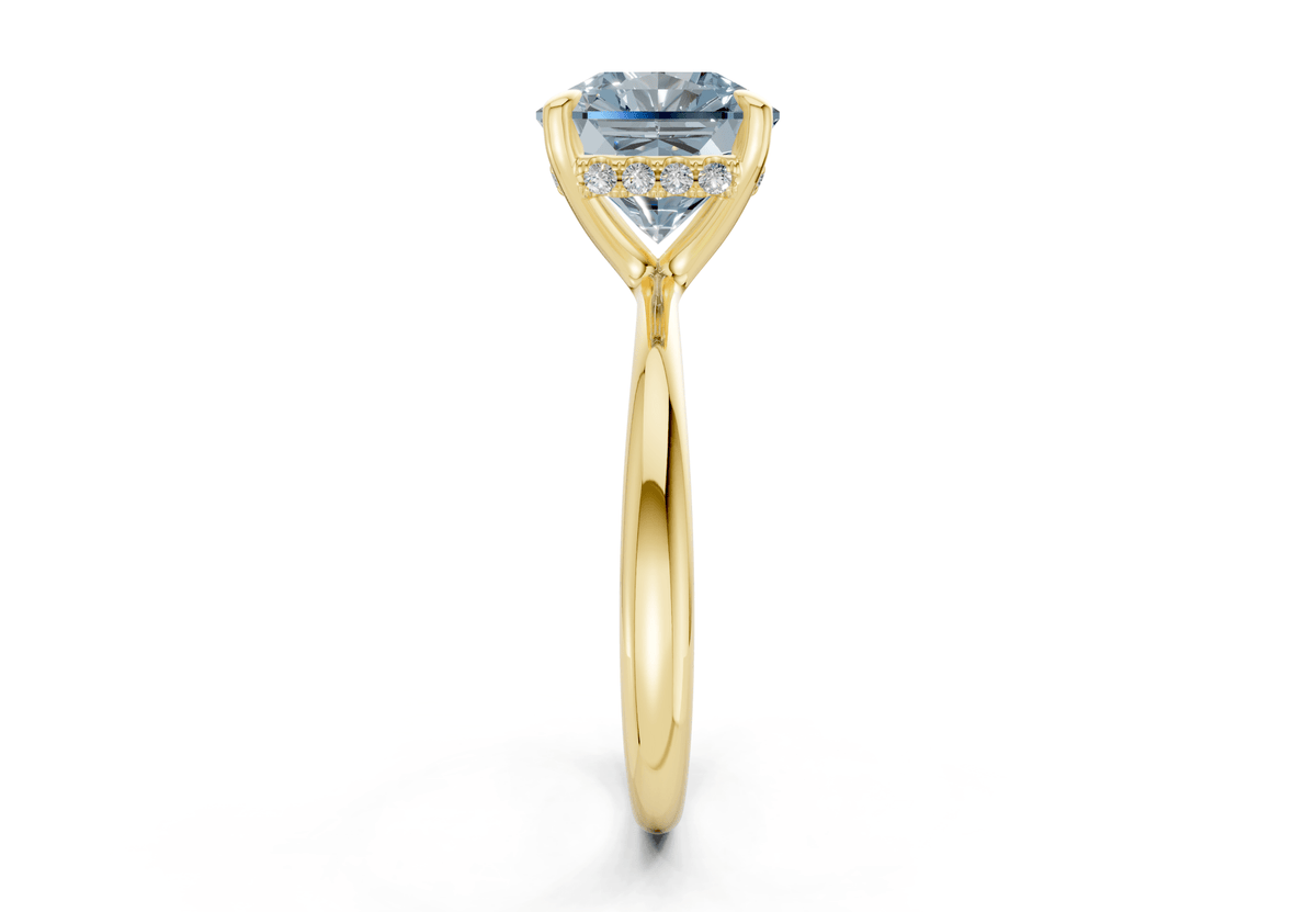 Marlowe Blue Diamond Solitaire Radiant Squareuare Cut 1.6mm Engagement Ring