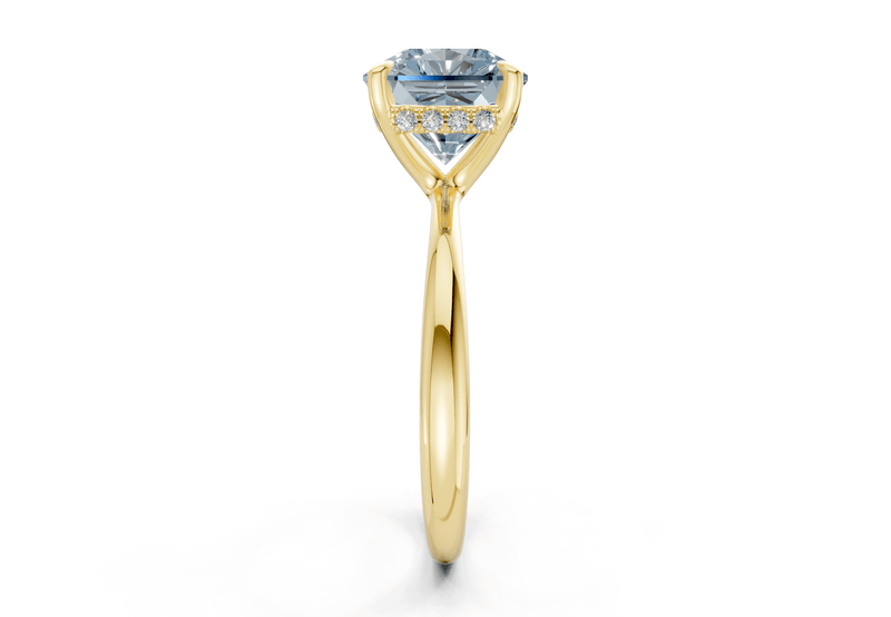 Marlowe Blue Diamond Solitaire Radiant Squareuare Cut 1.6mm Engagement Ring - Ring Premier