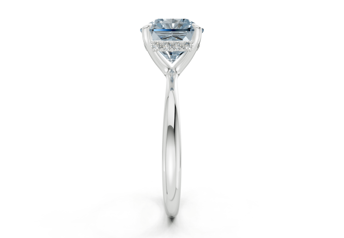 Marlowe Blue Diamond Solitaire Radiant Squareuare Cut 1.6mm Engagement Ring