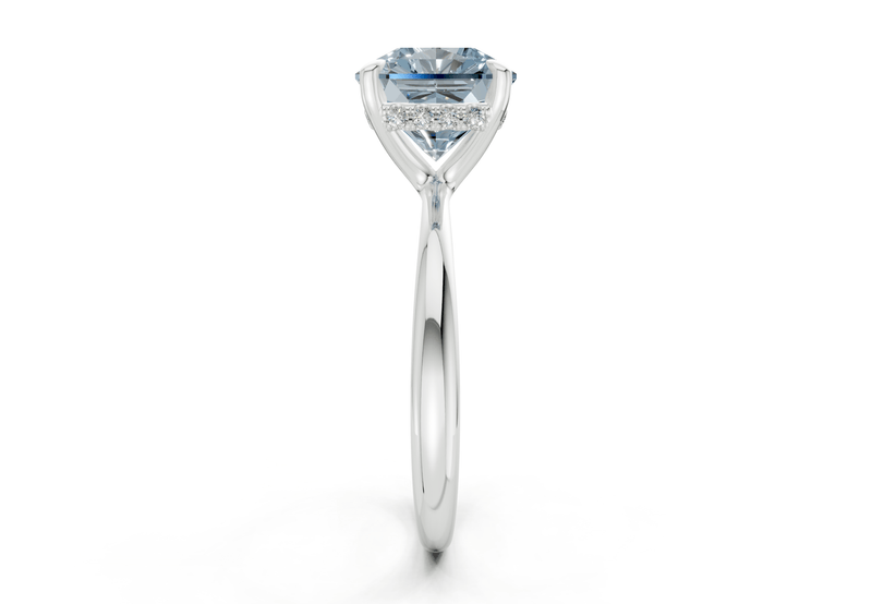 Marlowe Blue Diamond Solitaire Radiant Squareuare Cut 1.6mm Engagement Ring - Ring Premier