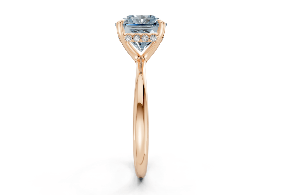 Marlowe Blue Diamond Solitaire Radiant Squareuare Cut 1.6mm Engagement Ring