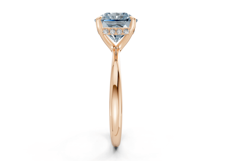 Marlowe Blue Diamond Solitaire Radiant Squareuare Cut 1.6mm Engagement Ring - Ring Premier