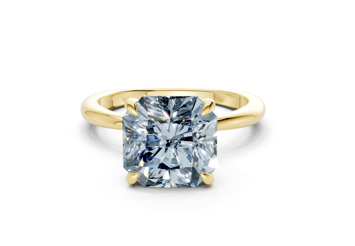 Marlowe Blue Diamond Solitaire Radiant Squareuare Cut 1.6mm Engagement Ring