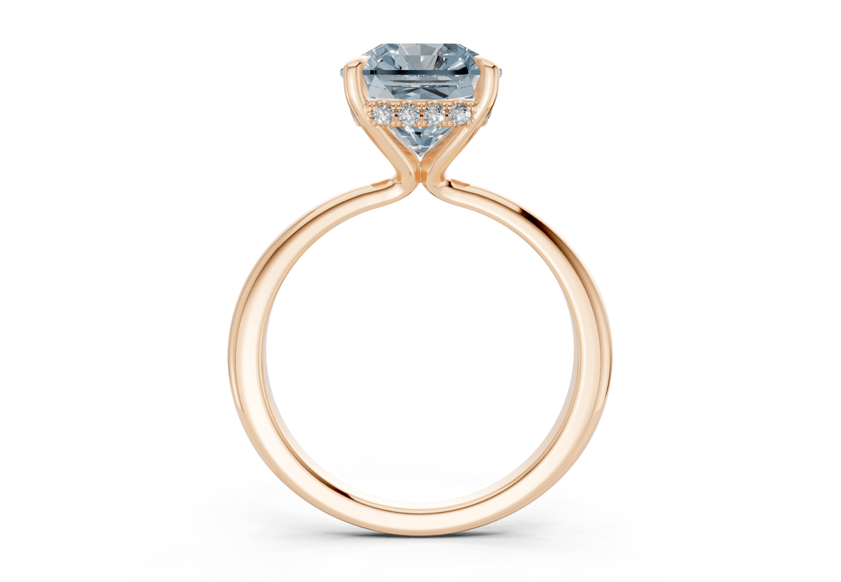 Marlowe Blue Diamond Solitaire Radiant Squareuare Cut 1.6mm Engagement Ring