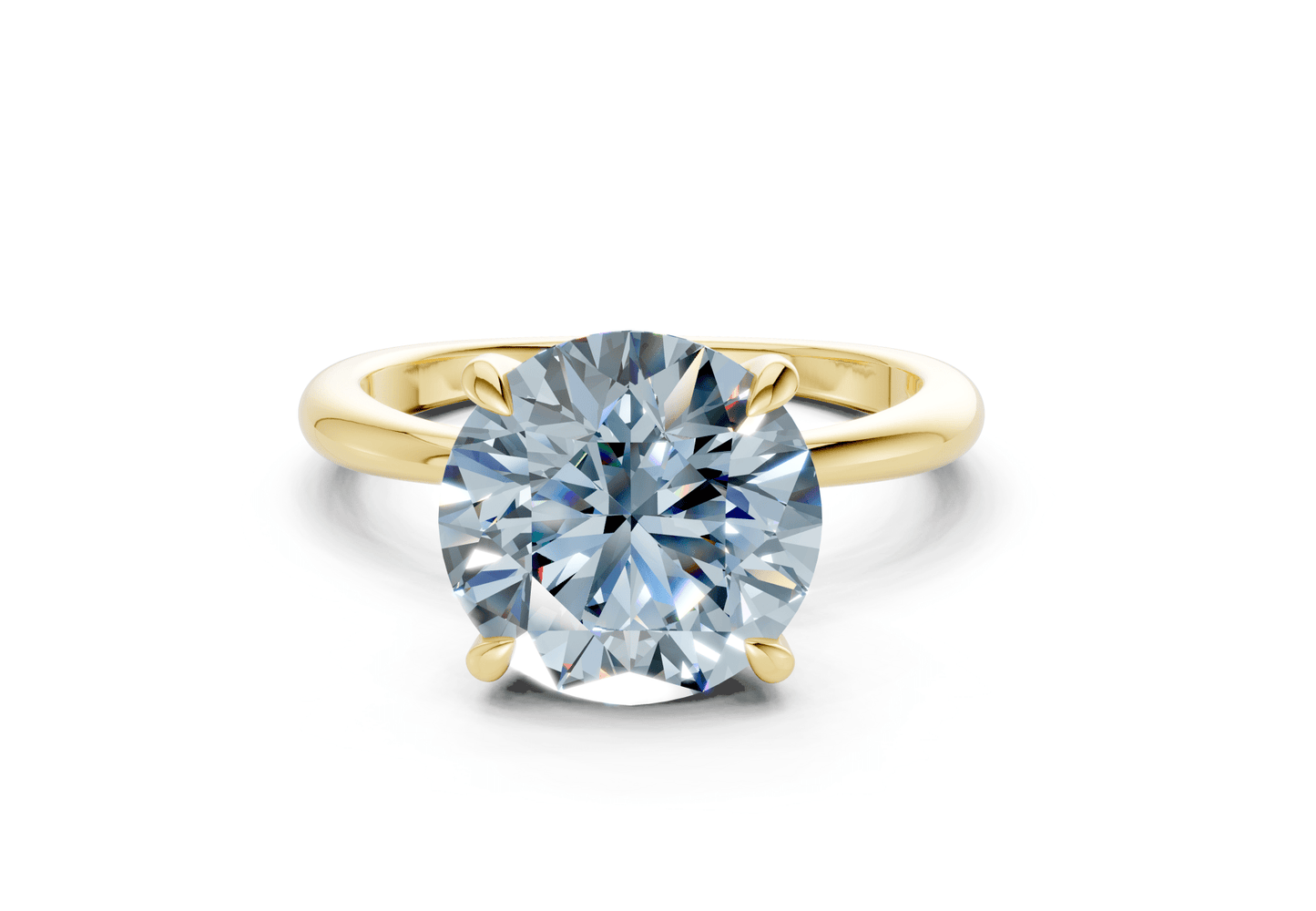 Marlowe Blue Diamond Solitaire Round Cut 1.6mm Engagement Ring - Ring Premier