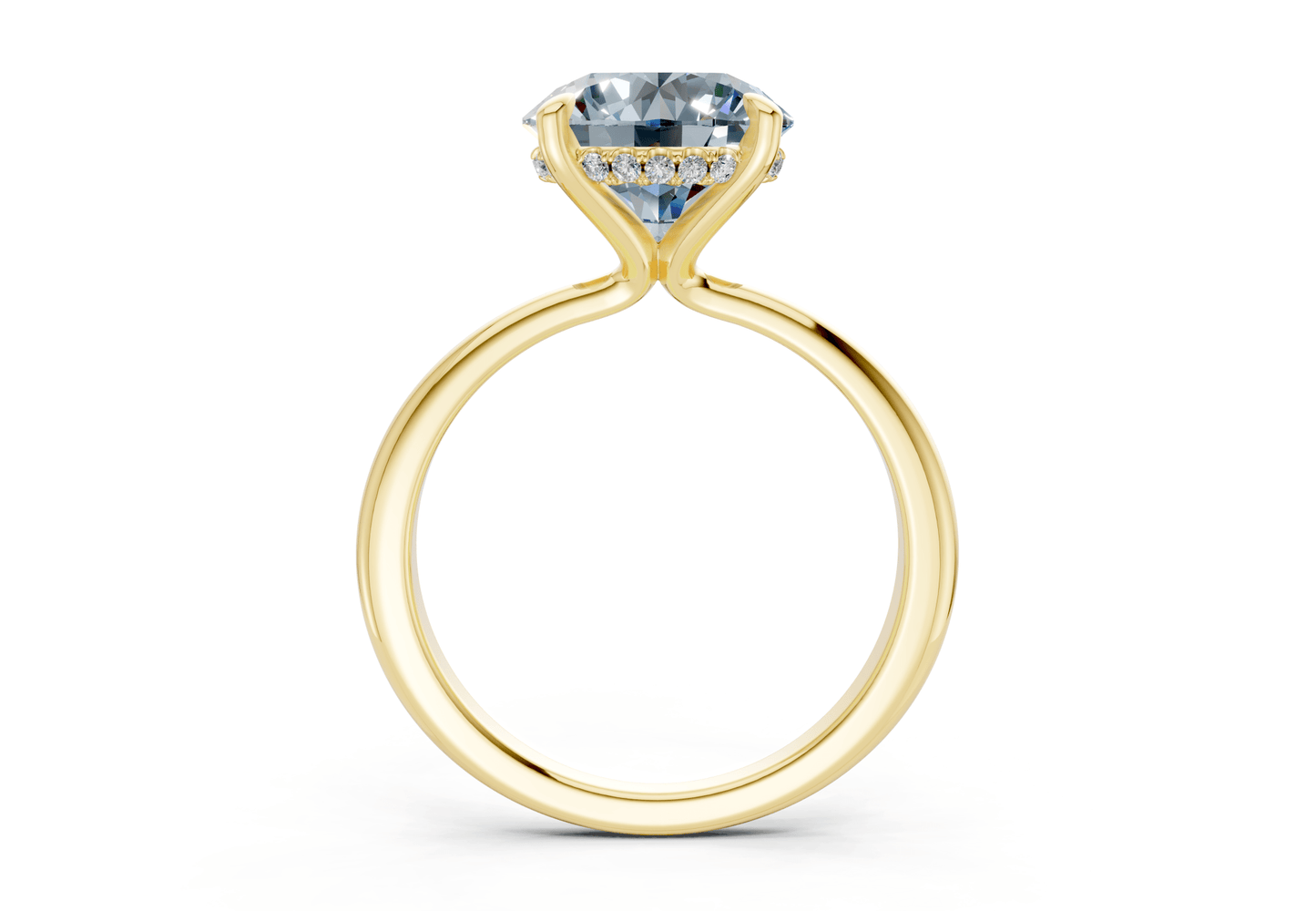 Marlowe Blue Diamond Solitaire Round Cut 1.6mm Engagement Ring - Ring Premier