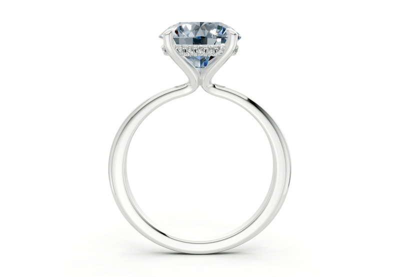 Marlowe Blue Diamond Solitaire Round Cut 1.6mm Engagement Ring - Ring Premier