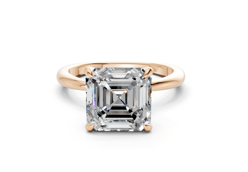 Marlowe Diamond Solitaire Asscher Cut 1.6mm Engagement Ring - Ring Premier