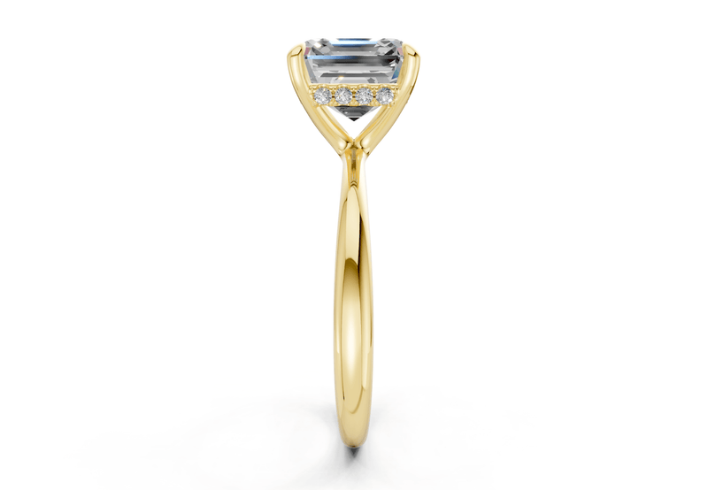 Marlowe Diamond Solitaire Asscher Cut 1.6mm Engagement Ring - Ring Premier