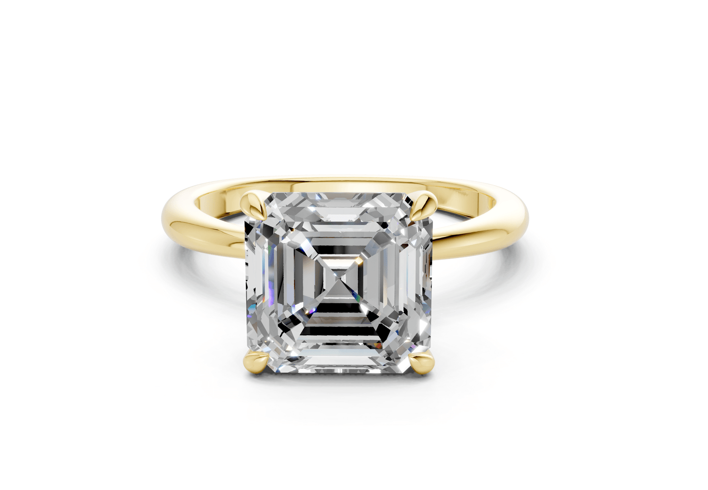 Marlowe Diamond Solitaire Asscher Cut 1.6mm Engagement Ring - Ring Premier