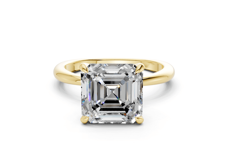 Marlowe Diamond Solitaire Asscher Cut 1.6mm Engagement Ring